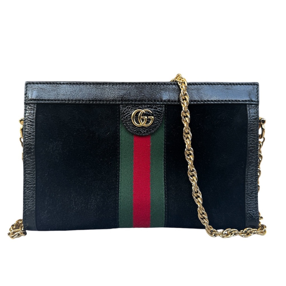 Gucci Ophidia chain crossbody in black suede